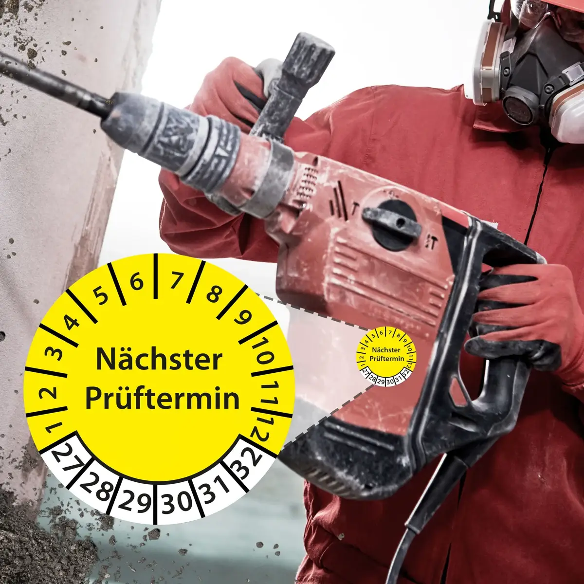 Eigene Produktabbildung: Prüfplakette am Werkzeug